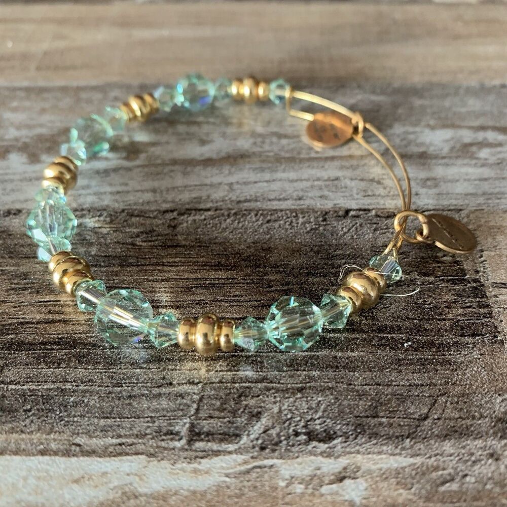 ALEX and ANI 2016 SWAROVSKI Crystal Bangle Energy Technology Bracelet Green Gold